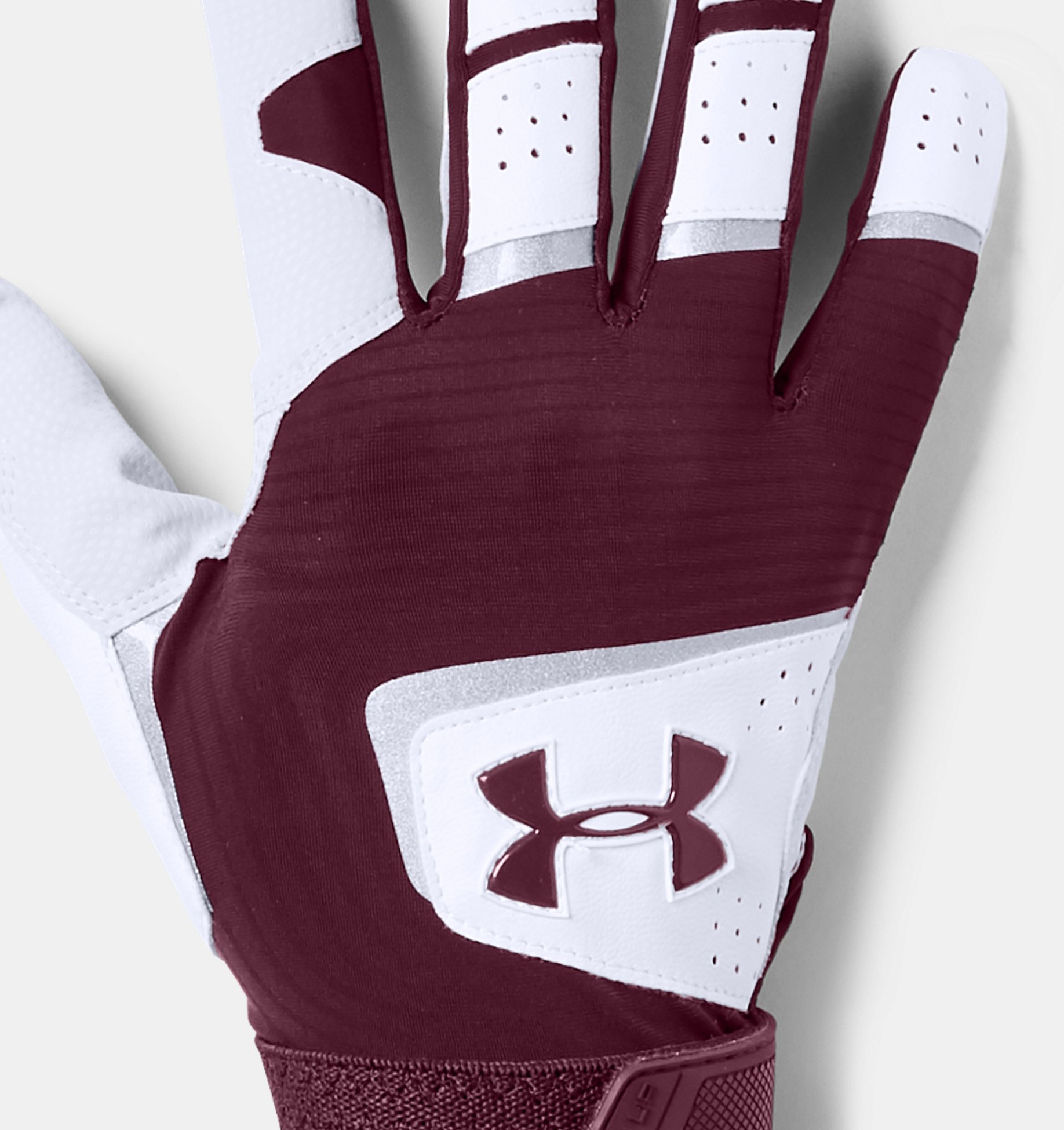 Under Armour Men's UA Clean Up Baseball Batting Gloves 1299530-600 RED/WHT/RED 